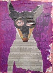 illustration of a toy fox terrier with human eyes