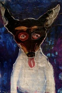 illustration of a toy fox terrier with sketchy eyes